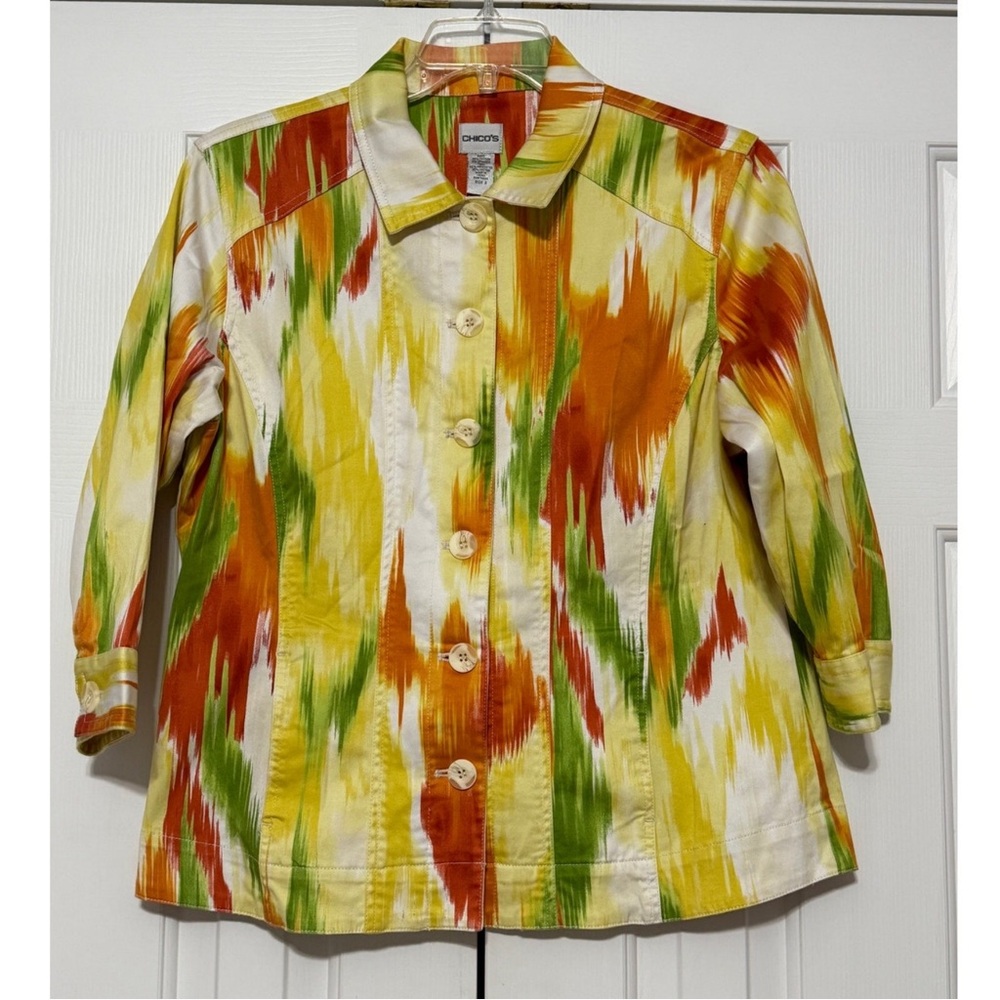 Chico's Multicolor Abstract Button-Up Jacket - image 1